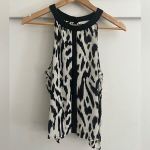 Black and white open back blouse - size M